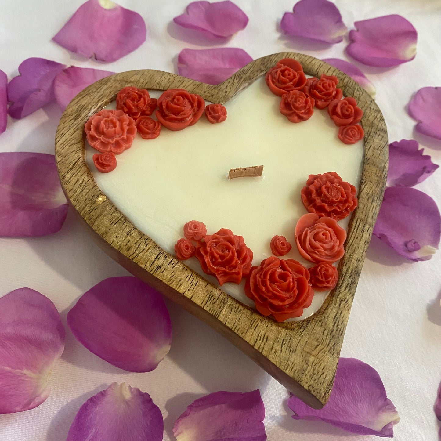 Heart-Shaped Soy Wax Candle with Wooden Wick