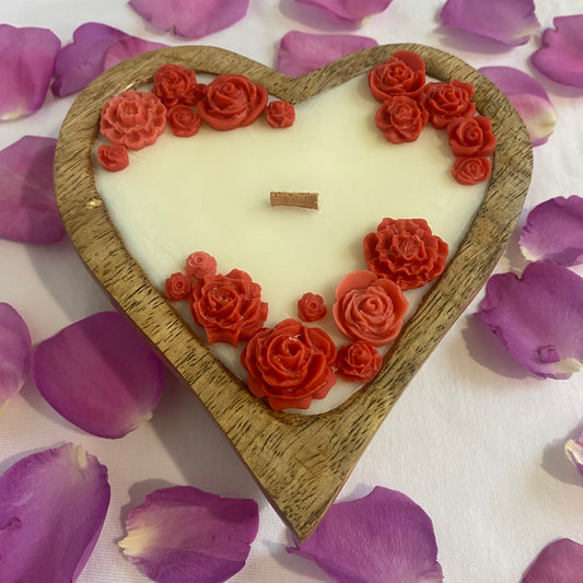 Heart-Shaped Soy Wax Candle with Wooden Wick