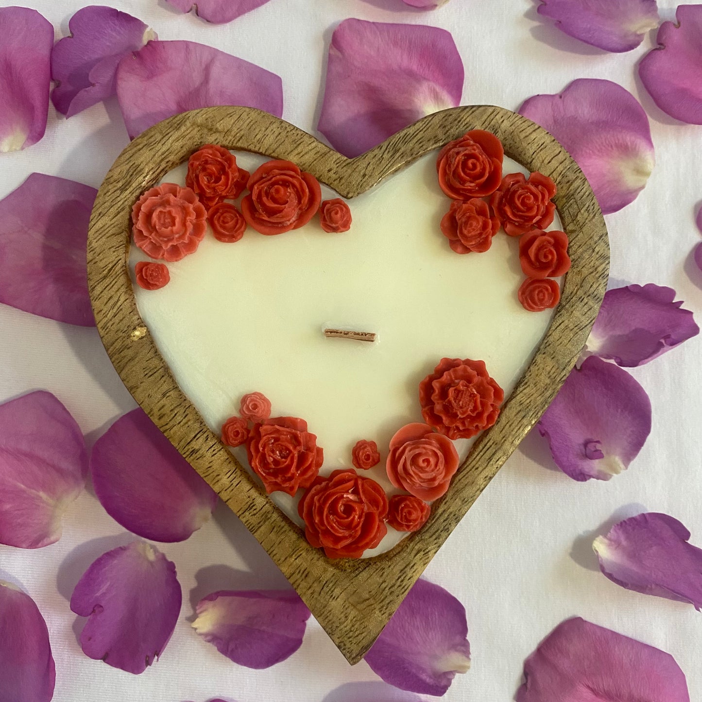 Heart-Shaped Soy Wax Candle with Wooden Wick