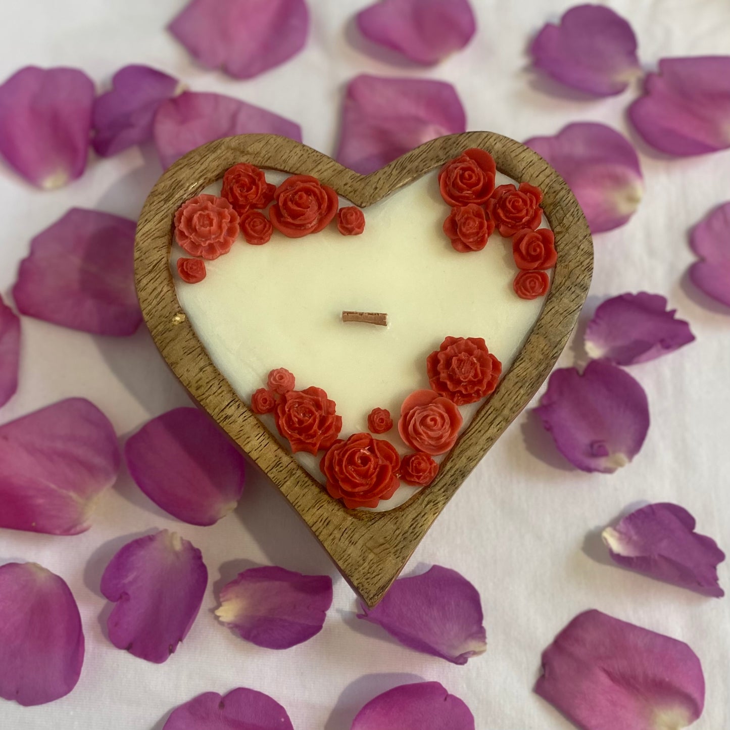 Heart-Shaped Soy Wax Candle with Wooden Wick